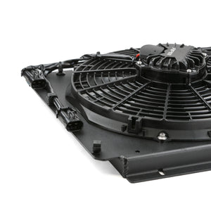 Detail of the RPM Maverick R powder-coated aluminum intercooler fan shroud