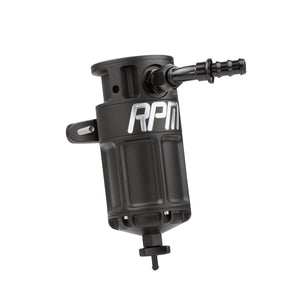 RPM billet 4-stage oil catch can installed on a Can-Am Maverick R