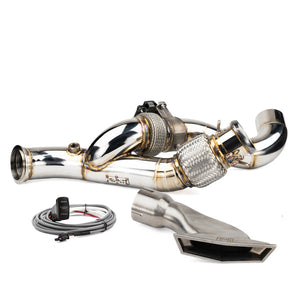RPM 3-inch electronic dump valve mid pipe for Can-Am Maverick R delivers 12HP gains, deep sound, and plug-and-play install.