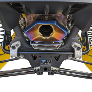 RPM 3-inch electronic dump valve mid pipe for Can-Am Maverick R delivers 12HP gains, deep sound, and plug-and-play install.