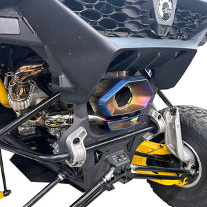 RPM 3-inch electronic dump valve mid pipe for Can-Am Maverick R delivers 12HP gains, deep sound, and plug-and-play install.