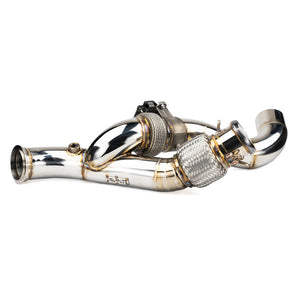 RPM 3-inch electronic dump valve mid pipe for Can-Am Maverick R delivers 12HP gains, deep sound, and plug-and-play install.