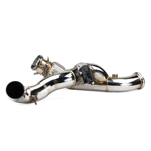 RPM 3-inch electronic dump valve mid pipe for Can-Am Maverick R delivers 12HP gains, deep sound, and plug-and-play install.
