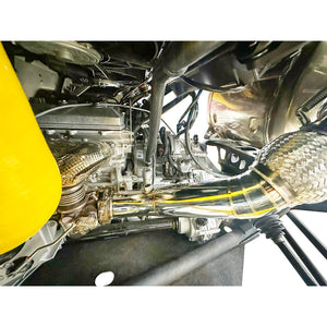 Polished RPM 3" mid pipe for Can-Am Maverick R with TIG welds and dual O2 bungs, fits stock and RPM mufflers
