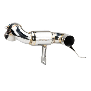 RPM 3" muffler delete race pipe for Can-Am Maverick R, stainless with resonator, fits OEM or RPM mid-pipes, 5.2 lbs, 12HP gains