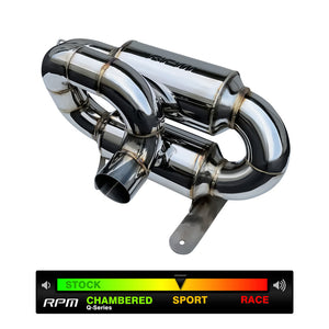 RPM slip-on 3" sport muffler for Can-Am Maverick R, TIG welded stainless steel, fits all 2 and 4 seat Maverick R models