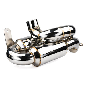 RPM slip-on 3" sport muffler for Can-Am Maverick R, TIG welded stainless steel, fits all 2 and 4 seat Maverick R models