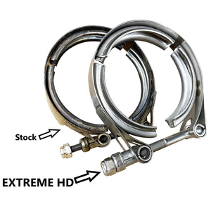 RPM EXTREME HD Turbo V-Band Clamp for Can-Am Maverick R – heavy-duty upgrade with improved bolt, fit, and optional heat shield removal kit.