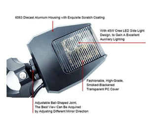 D2D Side View Mirrors with LED Lights for UTVs - Dunes 2 Dezert SXS