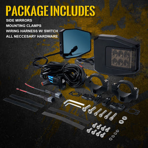 D2D Side View Mirrors with LED Lights for UTVs - Dunes 2 Dezert SXS