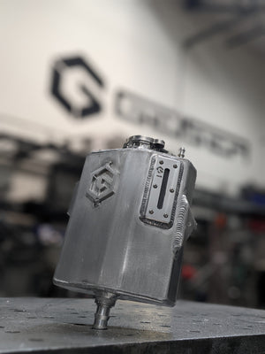 Geiser X3 coolant reservoir tank billet filler neck detail