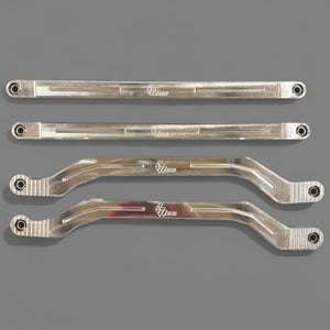L&W Fab Polaris RZR Turbo S direct bolt radius rods for improved suspension performance, shown in the image.