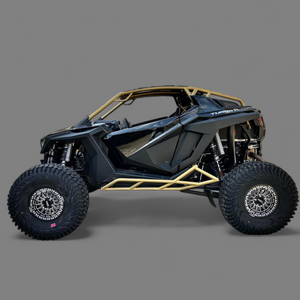 L&W Fab Polaris Turbo R 2-seat roll cage with sturdy metal tubing for off-road protection and added vehicle safety.