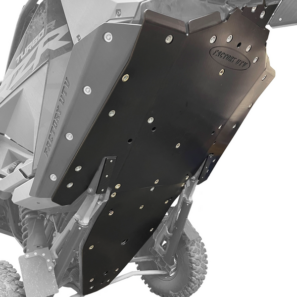 Polaris RZR Turbo R and Pro S UHMW skid plate provides durable, race-tested protection for undercarriage and critical vehicle components.