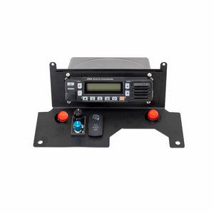 PCI bracket mount for Polaris Xpedition with radio and antenna support, rocker slots, and PTT holes for easy off-road installation.
