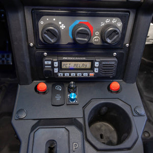 PCI bracket mount for Polaris Xpedition with radio and antenna support, rocker slots, and PTT holes for easy off-road installation.