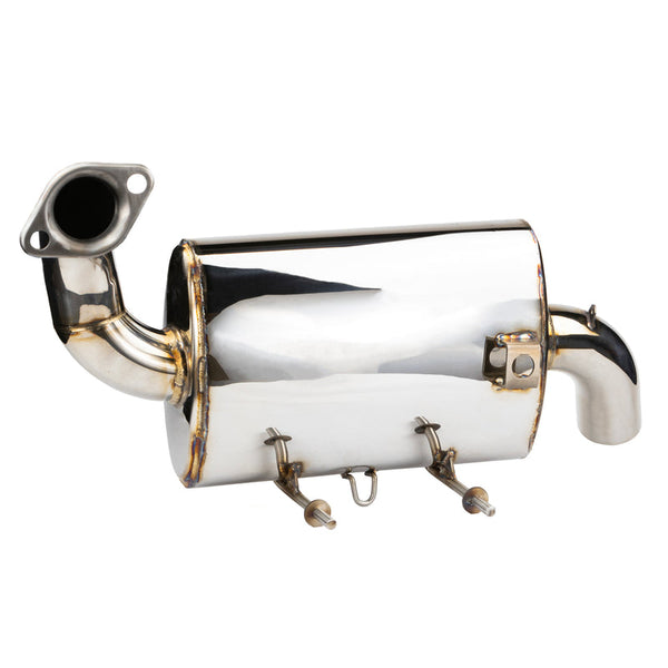 RPM slip-on sport muffler for Polaris General, General XP, and RZR S 1000. Stainless steel, TIG welded, 4HP gain, and deep exhaust tone.