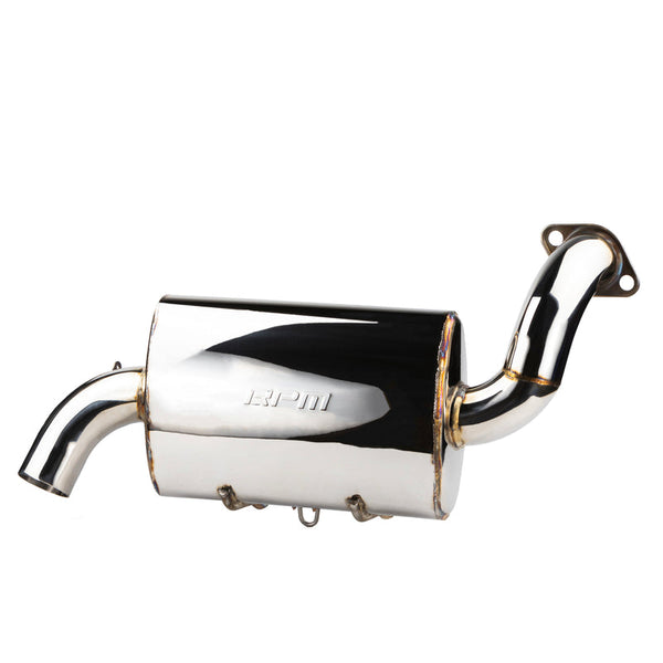 RPM slip-on sport muffler for Polaris General, General XP, and RZR S 1000. Stainless steel, TIG welded, 4HP gain, and deep exhaust tone.