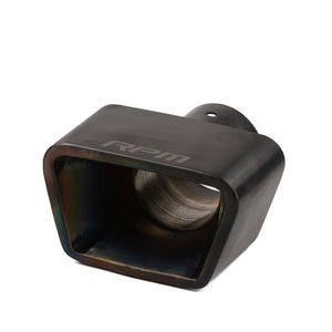 RPM 3-inch stainless muffler tip for Polaris RZR Pro R. Available in Jet Black, Brushed, or Blued finishes for a custom exhaust look.