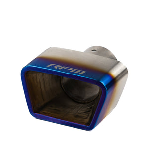 RPM 3-inch stainless muffler tip for Polaris RZR Pro R. Available in Jet Black, Brushed, or Blued finishes for a custom exhaust look.