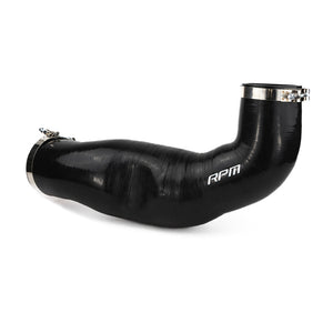 RPM 6-ply silicone intake tube for Polaris RZR Pro R. Bed to airbox design with high-flow construction and stainless T-bolt clamps.