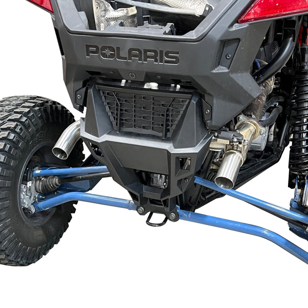 RPM E-Valve dual tip muffler for 2020–2025 RZR PRO XP and Turbo R, adjustable exhaust tone, plug-and-play install