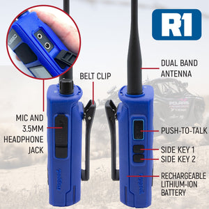Rugged Radios R1 dual band handheld radio display and keypad from the RACE SERIES motorcycle kit