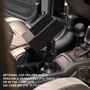 Optional RAM B-size double socket arm that connects the Rugged Radios 242 intercom case to the cup holder base