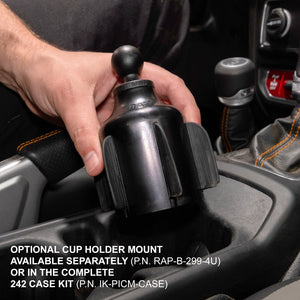 Optional RAM stubby cup holder ball base included with the Rugged Radios 242 intercom case and cup holder option