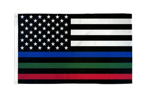 THIN BLUE/GREEN/RED LINE 3X5 FLAG - Dunes 2 Dezert SXS