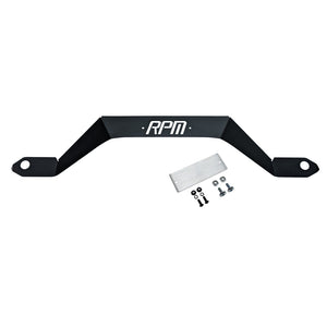 RPM Pro R rear fascia delete and muffler trim shield. Black powder coated panel with silver RPM logo plate. Fits all Pro R models.