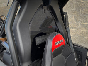 Polaris RS1 tinted rear window made from 3/16" polycarbonate with rubber seal and harness slot for factory snorkel setups