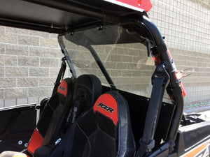 Dark tinted polycarbonate rear window for RZR XP 1000 and Turbo models with quick strap install and removable harness access panels