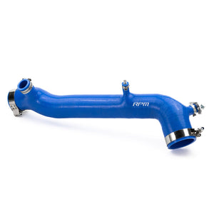 RPM silicone charge tube for Polaris RZR Turbo models – heat-resistant upgrade with boost reference port and stainless clamps.