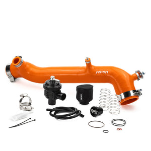 RPM silicone charge tube for Polaris RZR Turbo models – heat-resistant upgrade with boost reference port and stainless clamps.
