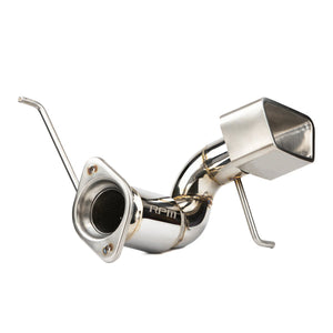 RPM 3-inch race pipe for Polaris RZR Pro R with lightweight muffler, TIG welds, and precision-fitted 3" trapezoidal exhaust tip.