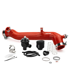 RPM silicone charge tube for Polaris RZR Turbo models – heat-resistant upgrade with boost reference port and stainless clamps.
