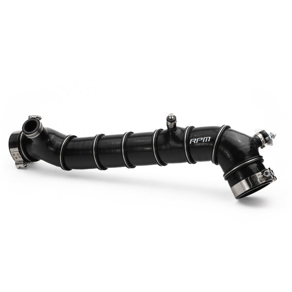 RPM 5-ply wire reinforced silicone charge tube for Polaris RZR Turbo with HD clamps and boost reference port included.