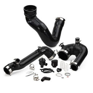 Complete RPM silicone intake & charge tube kit with BOV for Polaris RZR XP Turbo & Turbo S. Reinforced, heat-resistant, and high-boost ready.