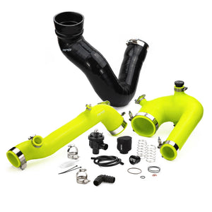 Complete RPM silicone intake & charge tube kit with BOV for Polaris RZR XP Turbo & Turbo S. Reinforced, heat-resistant, and high-boost ready.