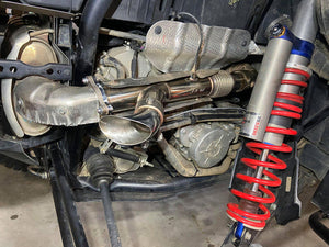 RPM RZR 2.5" E-Valve exhaust with electronic dump for Turbo R, Pro XP & XPT; adds horsepower and turbo sound at the push of a button.