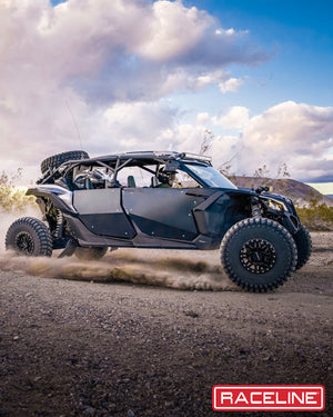 Raceline A91G Ryno Beadlock UTV wheel in gunmetal with split 10-spoke design and forged beadlock ring for aggressive off-road durability
