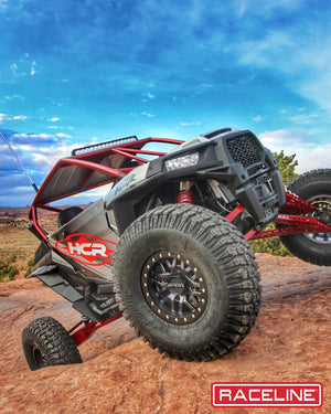Raceline A91G Ryno Beadlock UTV wheel in gunmetal with split 10-spoke design and forged beadlock ring for aggressive off-road durability