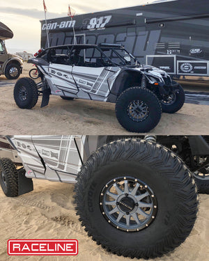 Raceline A95SG Trophy UTV Wheel in Stealth Grey with a bold 10-spoke design and simulated beadlock for off-road performance