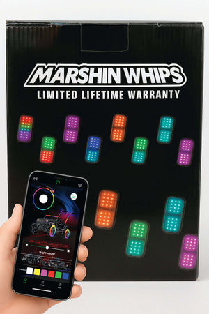 Rosewell X-2 Billet Rock Lights – 16-Pack Kit | Marshin Whips - Dunes 2 Dezert SXS