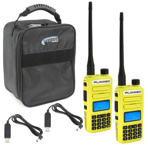 Rugged Radios GO BAG emergency radio bundle with two high visibility GMR2 PLUS radios and storage bag