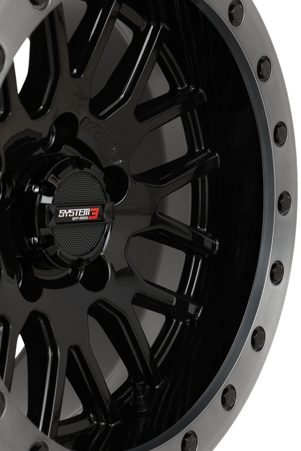 System 3 SB-9 Beadlock Wheel – Gloss Black w/ Brushed Ring - Dunes 2 Dezert SXS