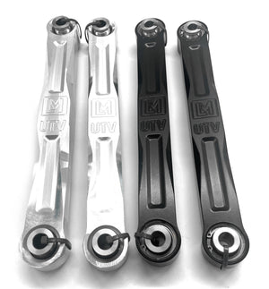 LM UTV Polaris RZR Turbo R Rear Sway Bar Links, pair shown in machine finish