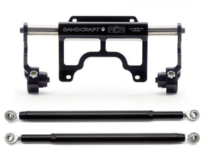 SANDCRAFT Steering Support Assembly for 2018–2021 TURBO S with billet tie rods, clevis brackets, and stainless hardware