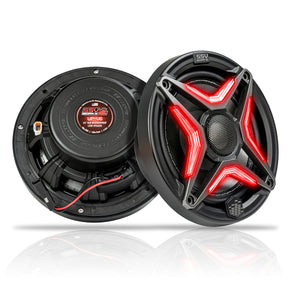 SSV Works V6 6.5-inch weatherproof full-range UTV speakers with RGB lighting and grille-mounted tweeter, sold as a pair